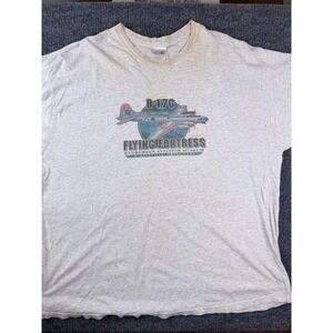 Vintage 90s Port Company B-17G Flying Fortress T-Shirt XL Gray Aviation‎ Museum
